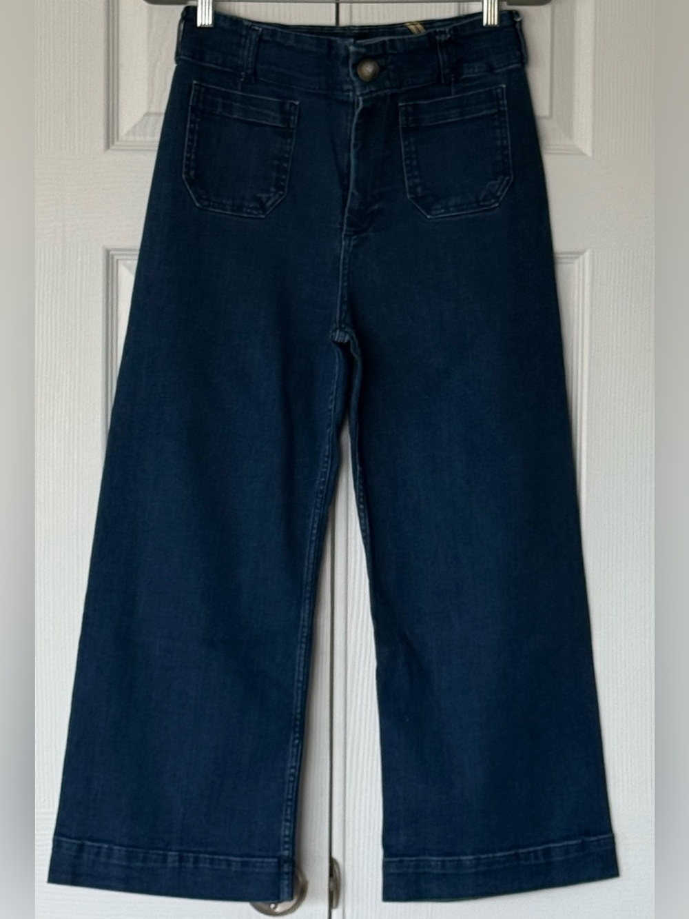 Anthropologie The Collette Dark Denim Wide-Leg ankle length Jeans